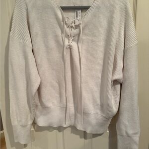 J. Crew Cream V-Neck Lace-Up Sweater - NWT